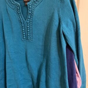 Dana Buchman Blue Ribbed Long Sleeve Tunic